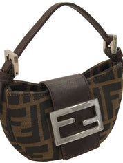 FF Zucca Pattern Mini Croissant Handbag, Brown