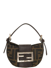 FF Zucca Pattern Mini Croissant Handbag, Brown