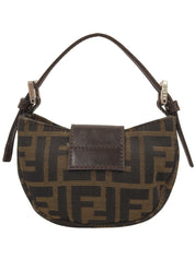 FF Zucca Pattern Mini Croissant Handbag, Brown