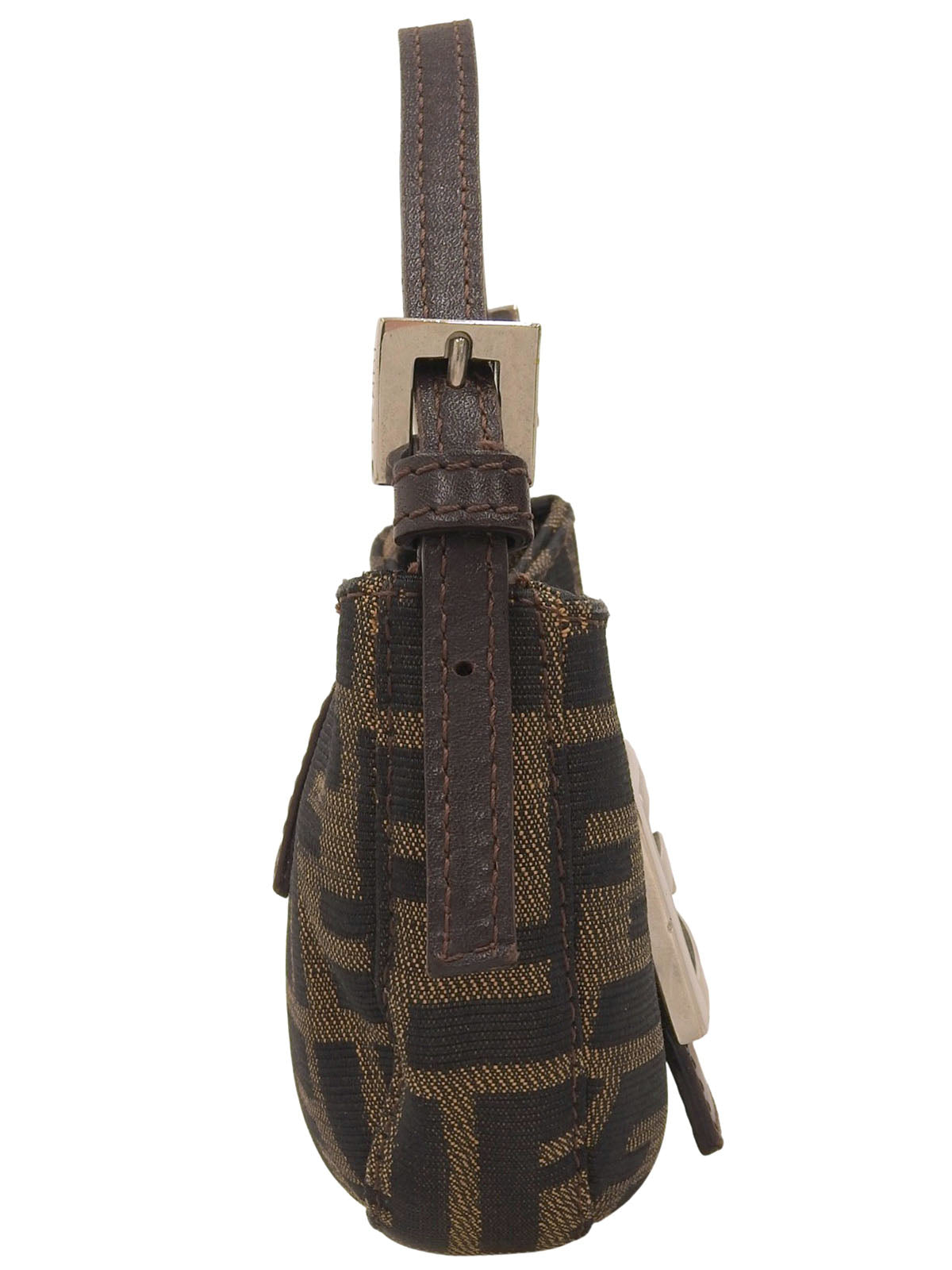 FF Zucca Pattern Mini Croissant Handbag, Brown