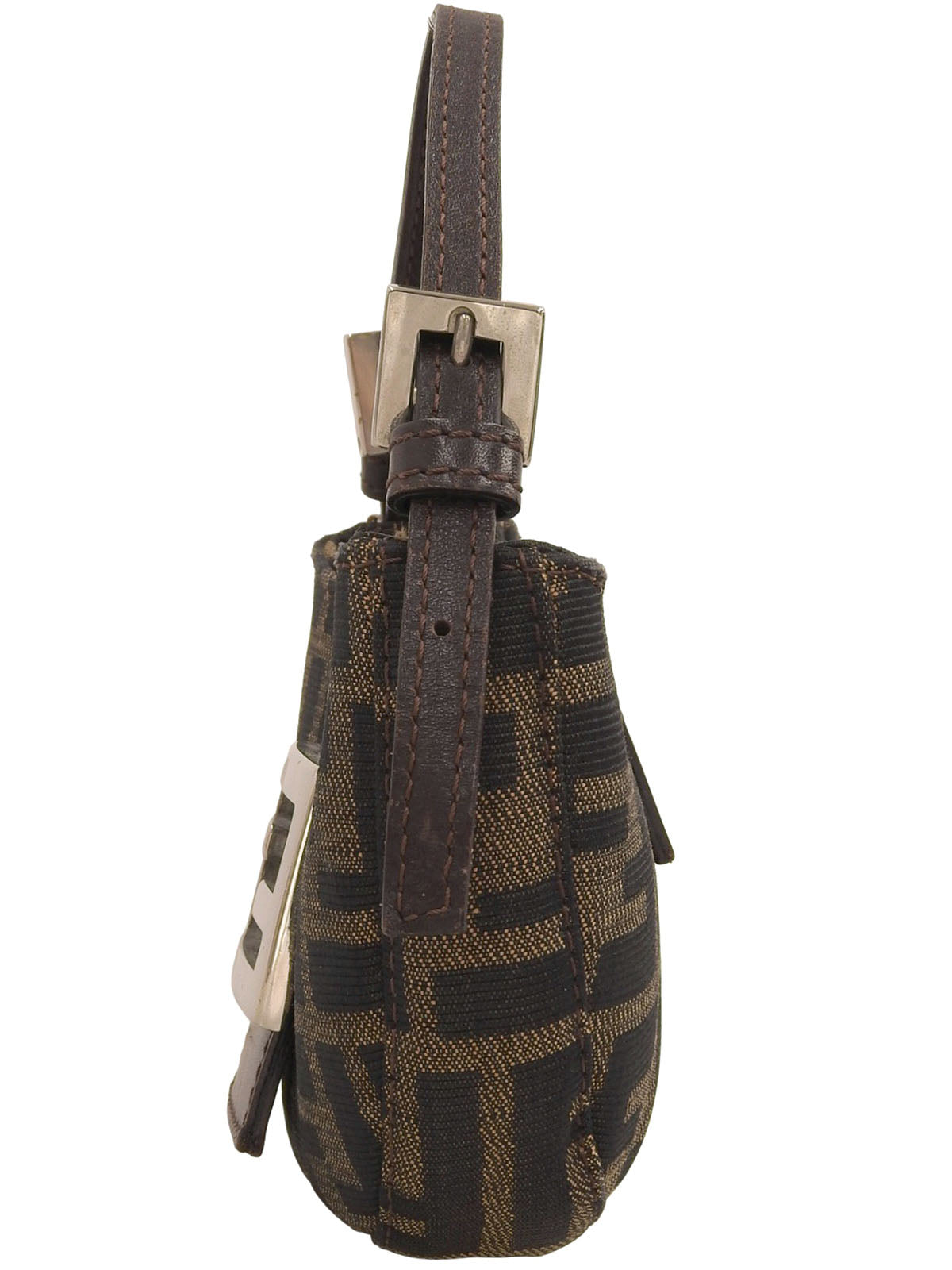 FF Zucca Pattern Mini Croissant Handbag, Brown