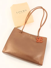 ロゴプレートハンドバッグ メタリックブラウン