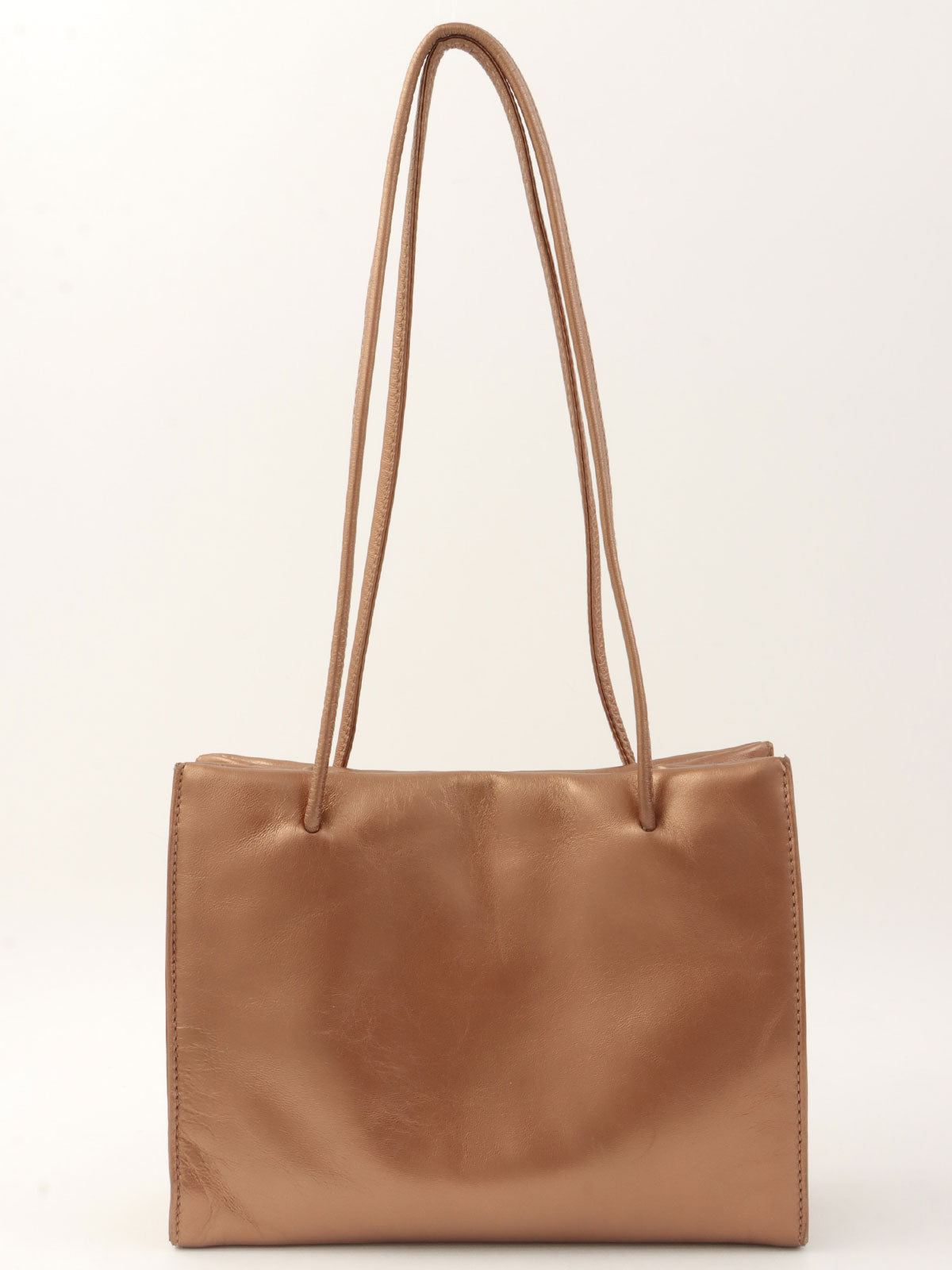 ロゴプレートハンドバッグ メタリックブラウン