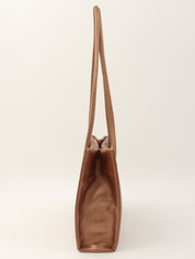 ロゴプレートハンドバッグ メタリックブラウン