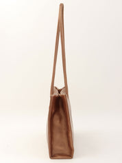 ロゴプレートハンドバッグ メタリックブラウン