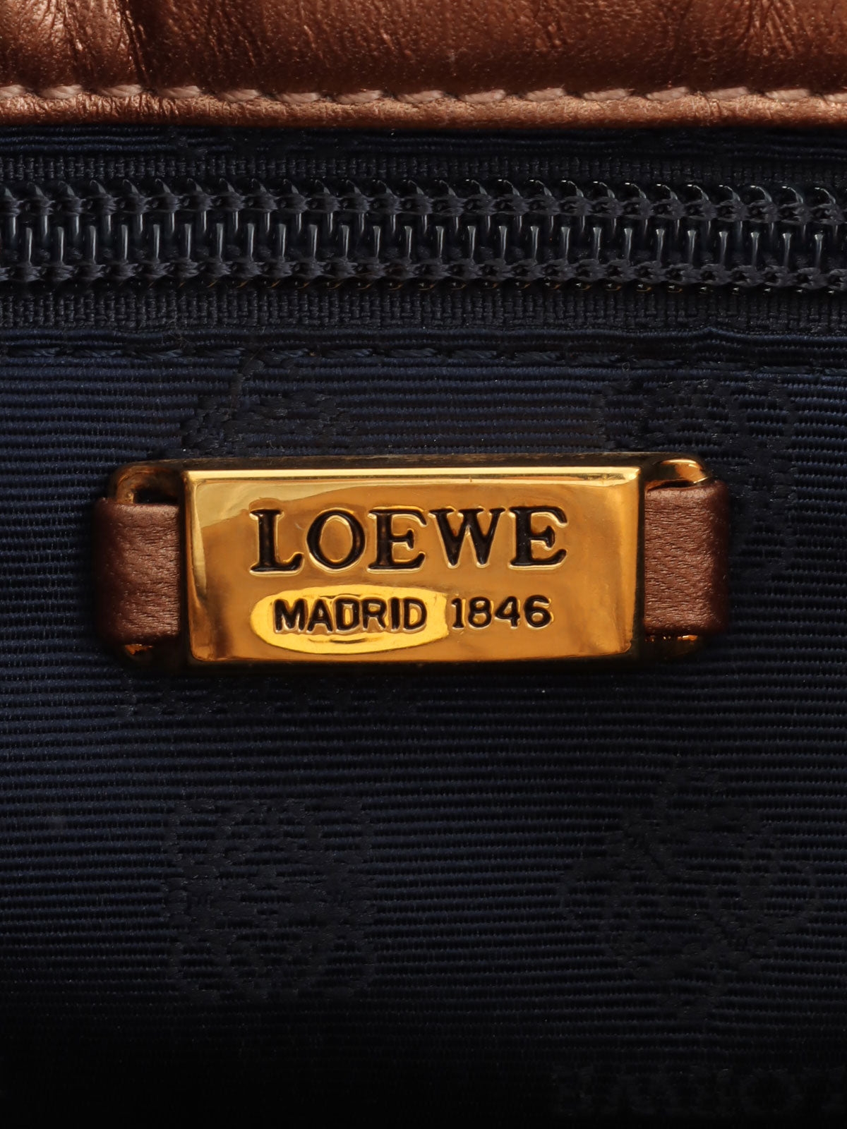 ロゴプレートハンドバッグ メタリックブラウン