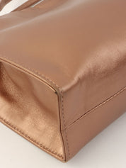 ロゴプレートハンドバッグ メタリックブラウン