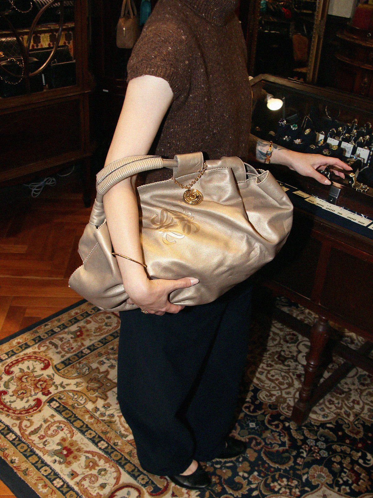 ナッパアイレハンドバッグ ゴールド