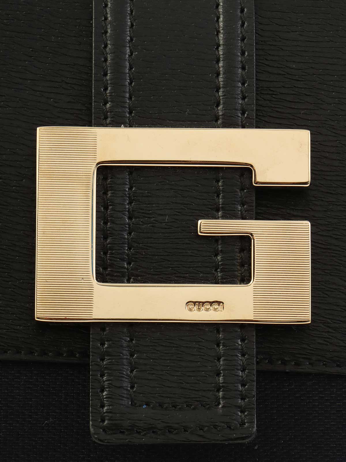 キャンバスレザーコンビGロゴプレートトートバッグ　ブラック