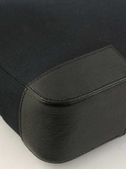 キャンバスレザーコンビGロゴプレートトートバッグ ブラック