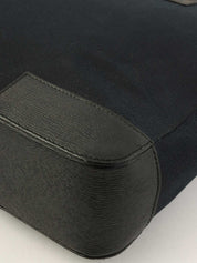 キャンバスレザーコンビGロゴプレートトートバッグ ブラック