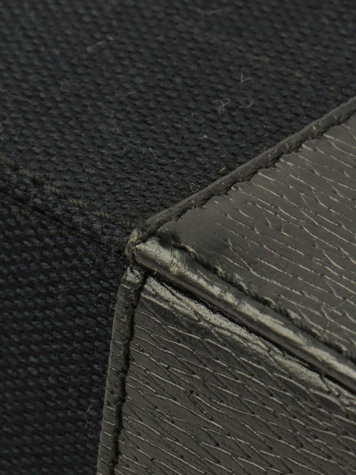 キャンバスレザーコンビGロゴプレートトートバッグ　ブラック