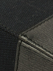 キャンバスレザーコンビGロゴプレートトートバッグ　ブラック