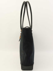 キャンバスレザーコンビGロゴプレートトートバッグ　ブラック