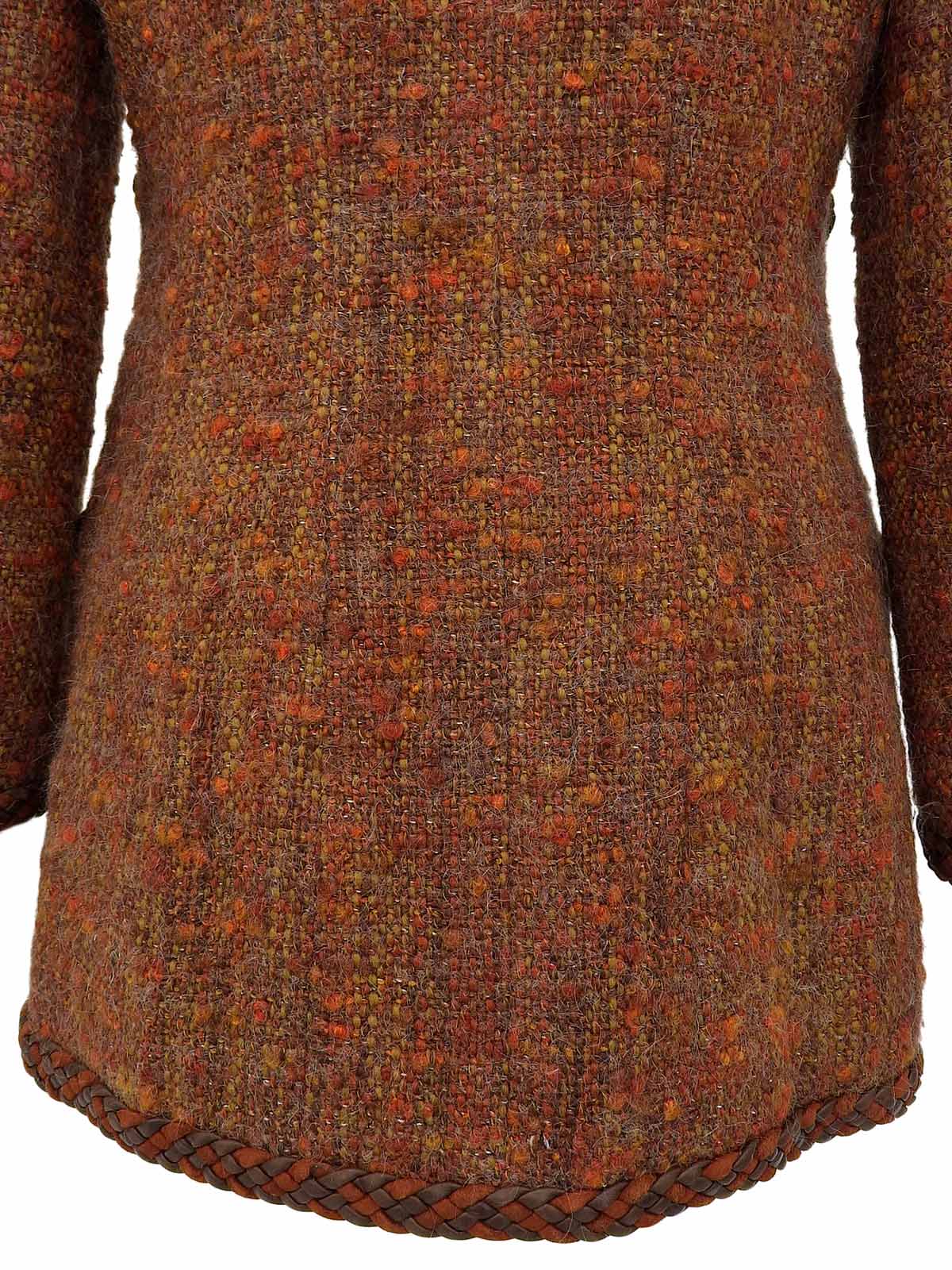 ツイードCCマークボタンレザートリムジャケット ブラウン/マルチ