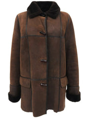 Real Leather Mouton Coat Brown