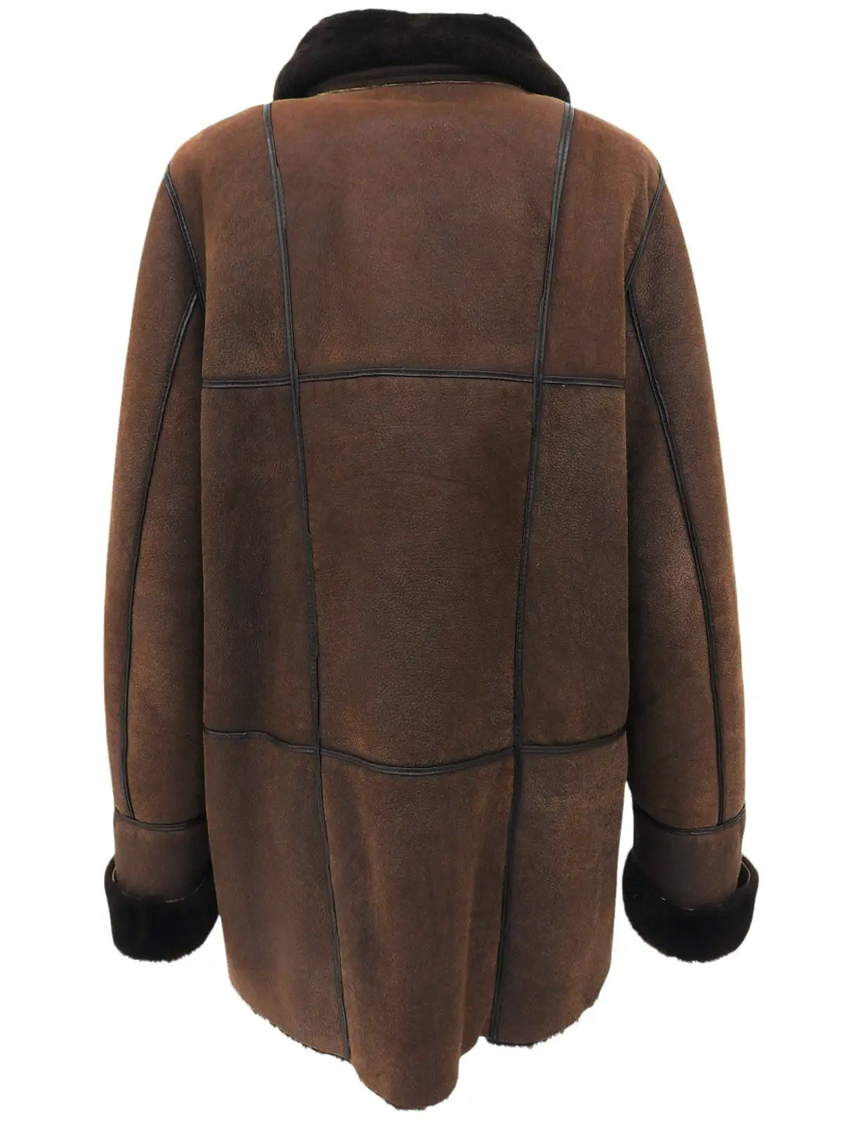 Real Leather Mouton Coat Brown