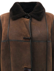 Real Leather Mouton Coat Brown