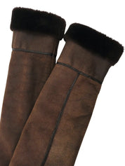 Real Leather Mouton Coat Brown