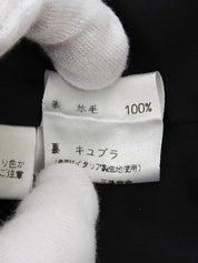 ウールロゴボタンノーカラージャケット　ブラック