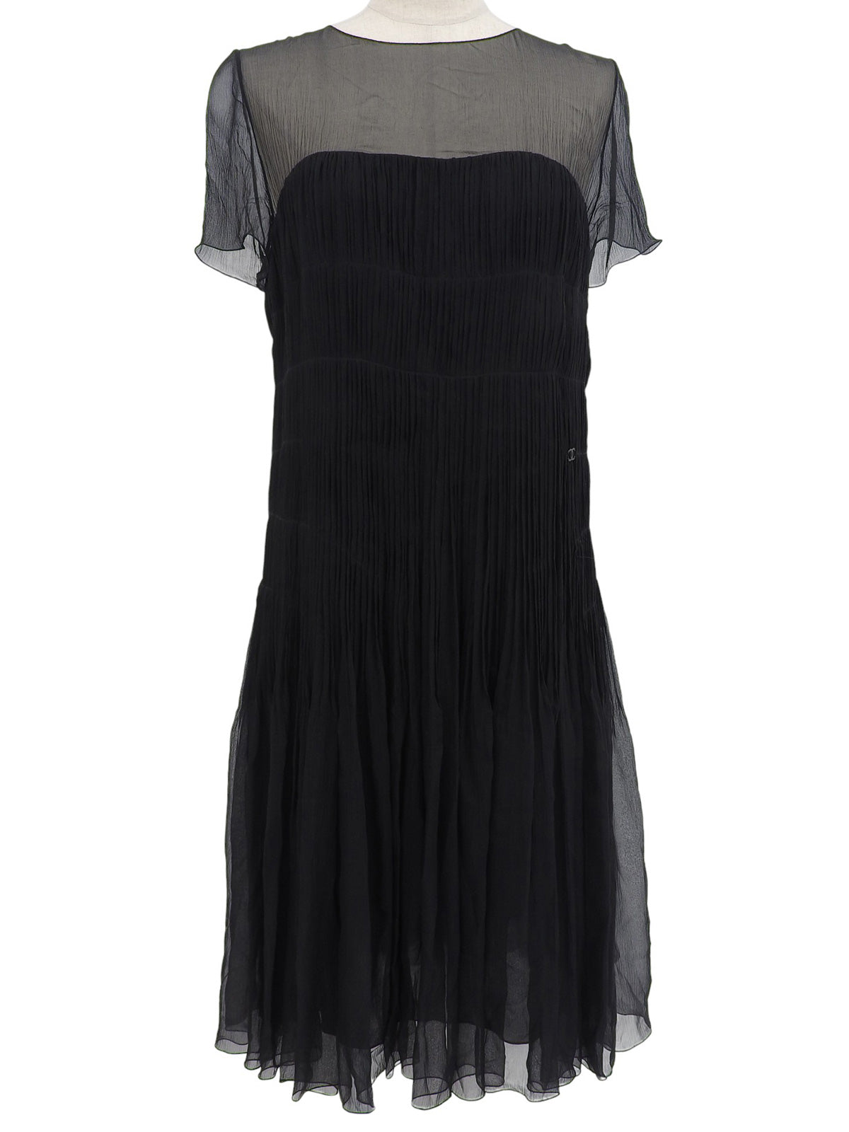 2005 Silk CC Mark Plate See-Through Dress in Black