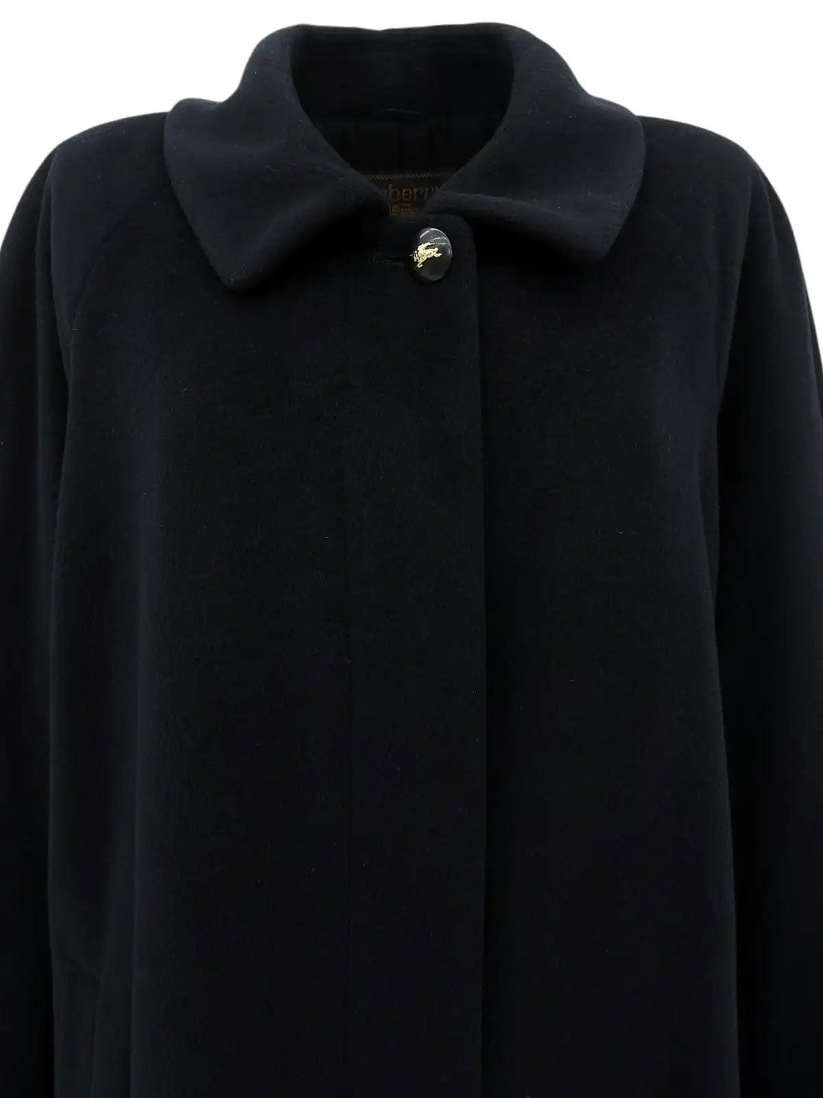 ウールロゴボタンロングコート　ブラック