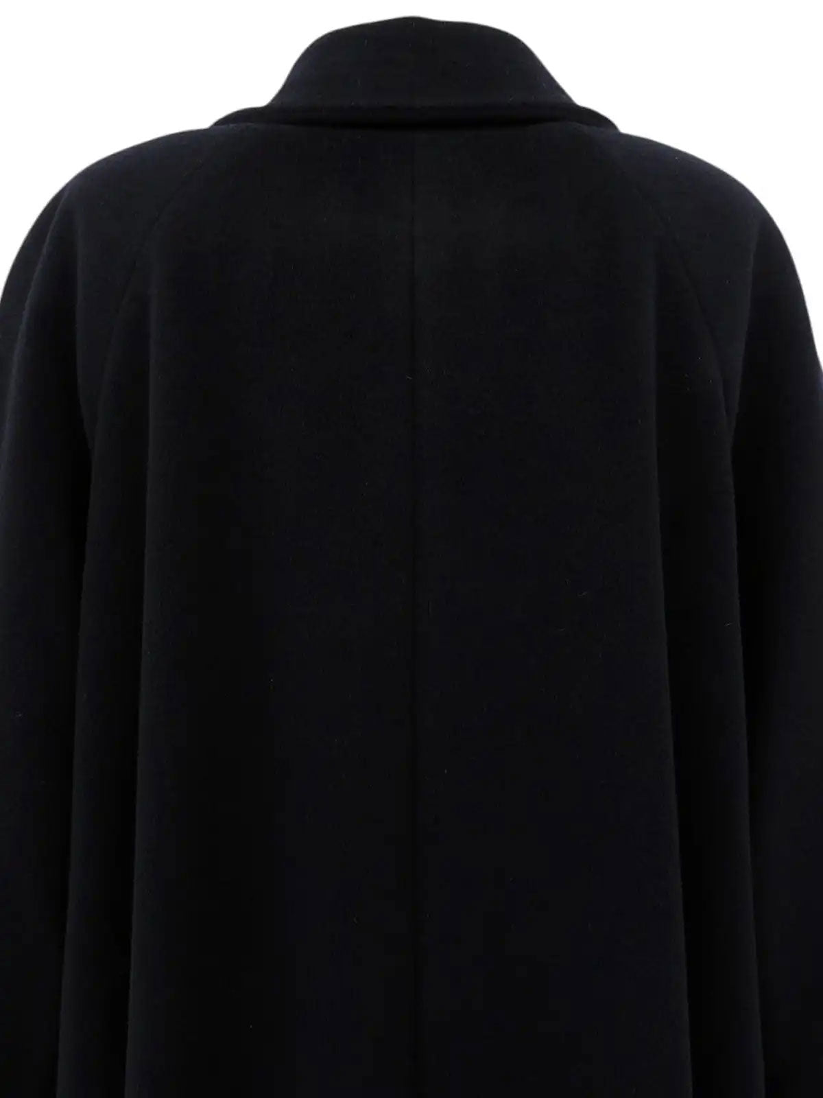 ウールロゴボタンロングコート　ブラック