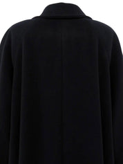 ウールロゴボタンロングコート　ブラック