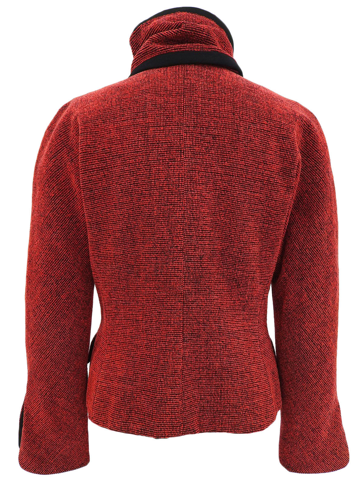 Wool collarless jacket in red/black