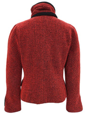 Wool collarless jacket in red/black