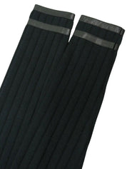 Wool and leather combination logo button knit jacket in dark green/black