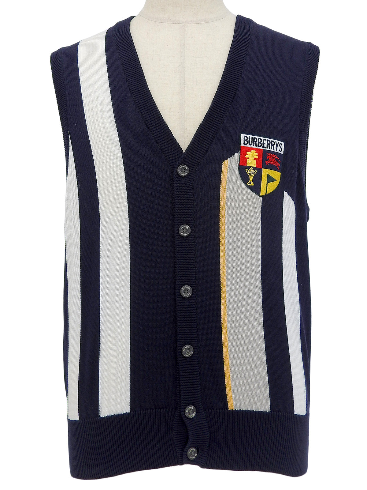 Navy Cotton Emblem Knit Vest