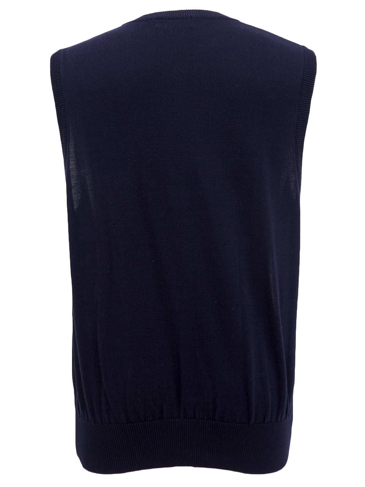 Navy Cotton Emblem Knit Vest