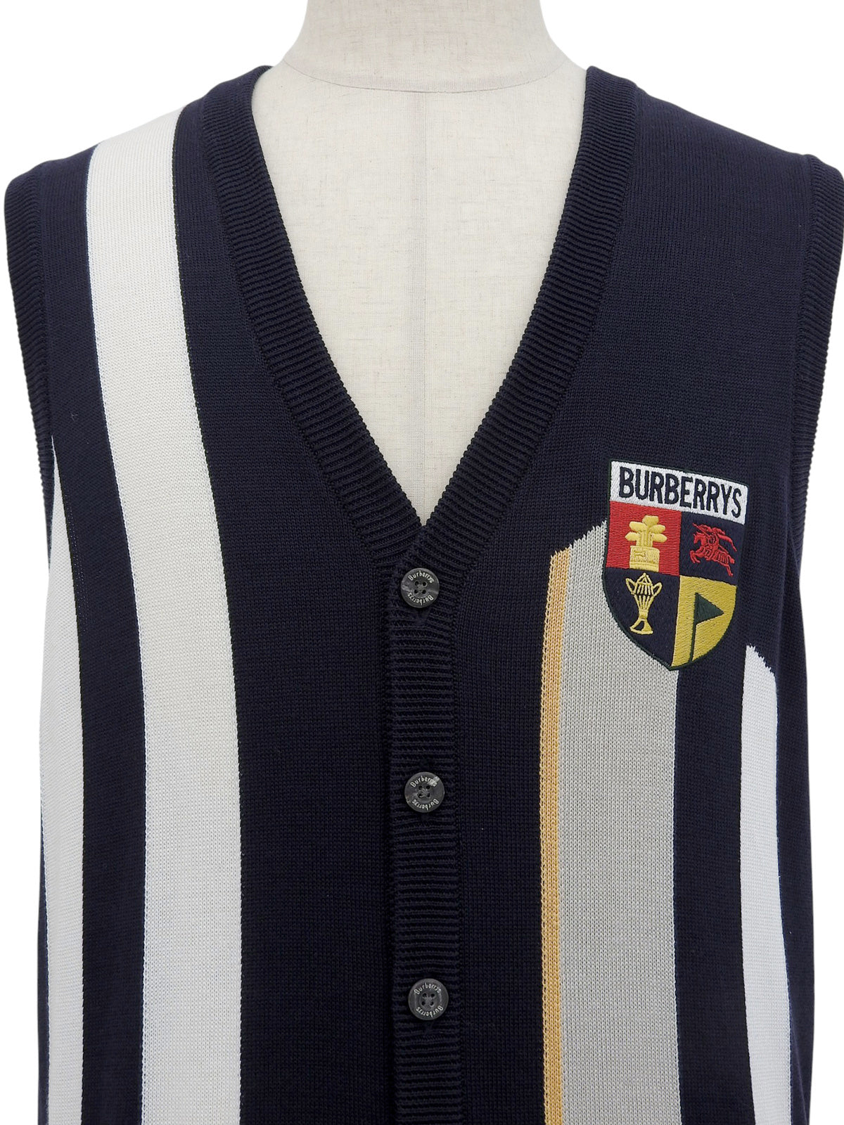 Navy Cotton Emblem Knit Vest