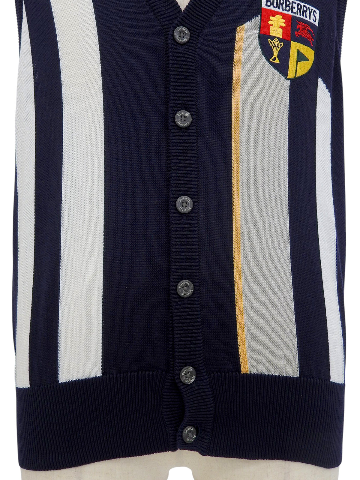 Navy Cotton Emblem Knit Vest