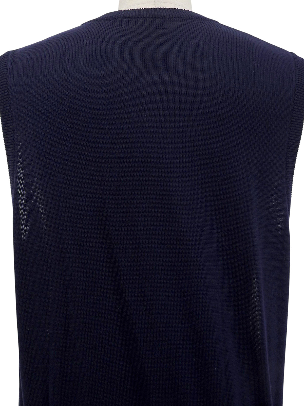 Navy Cotton Emblem Knit Vest