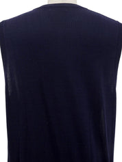 Navy Cotton Emblem Knit Vest