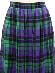 Silk Check Pattern Skirt in Green/Purple