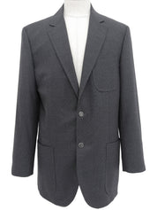 チェックパターンロゴボタンテーラードジャケット グレー