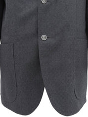 チェックパターンロゴボタンテーラードジャケット グレー