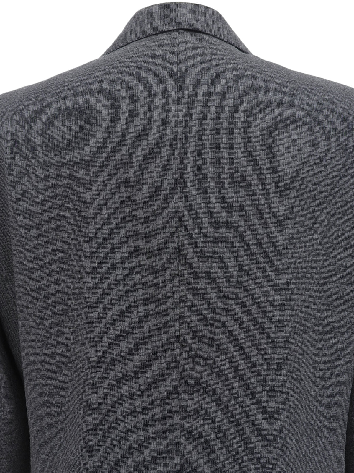 チェックパターンロゴボタンテーラードジャケット グレー