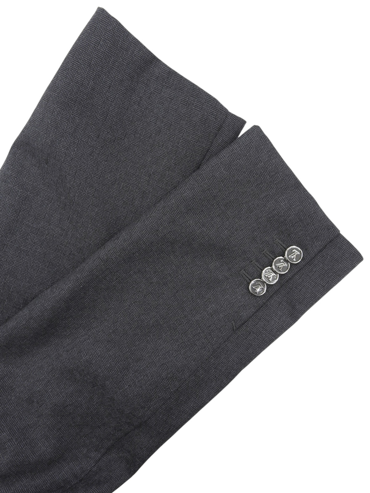 チェックパターンロゴボタンテーラードジャケット グレー