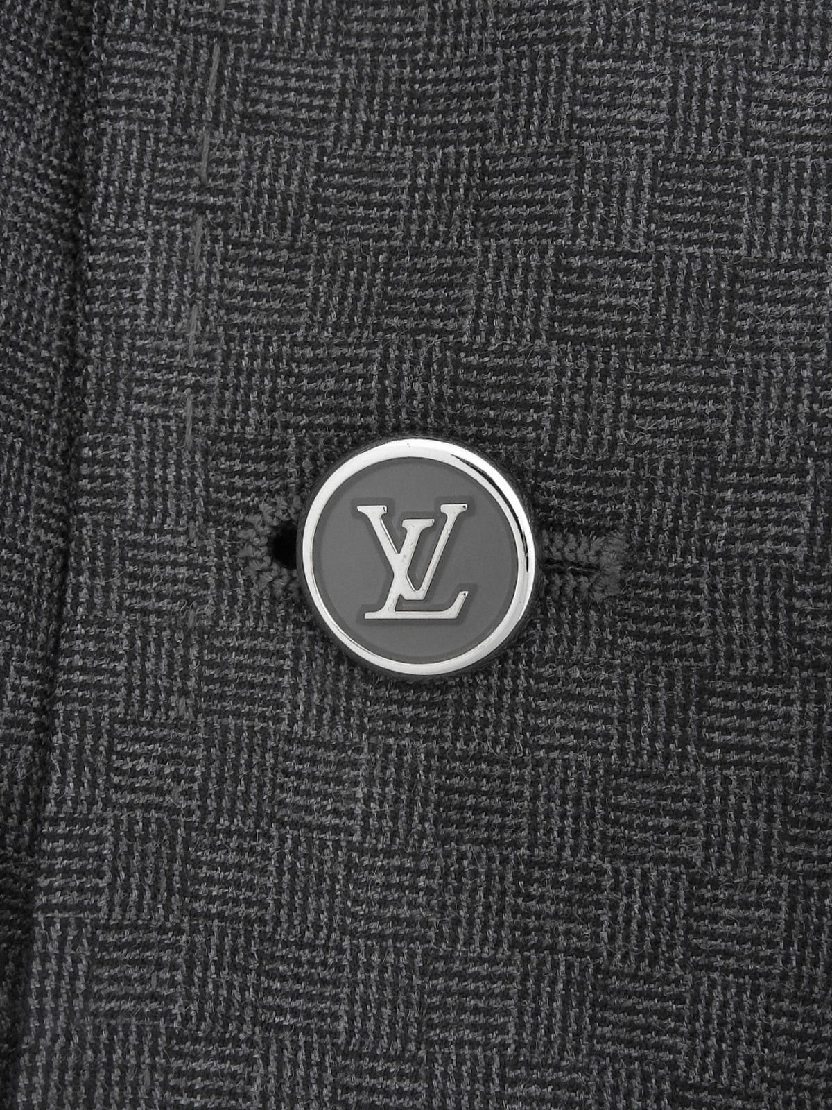 チェックパターンロゴボタンテーラードジャケット グレー