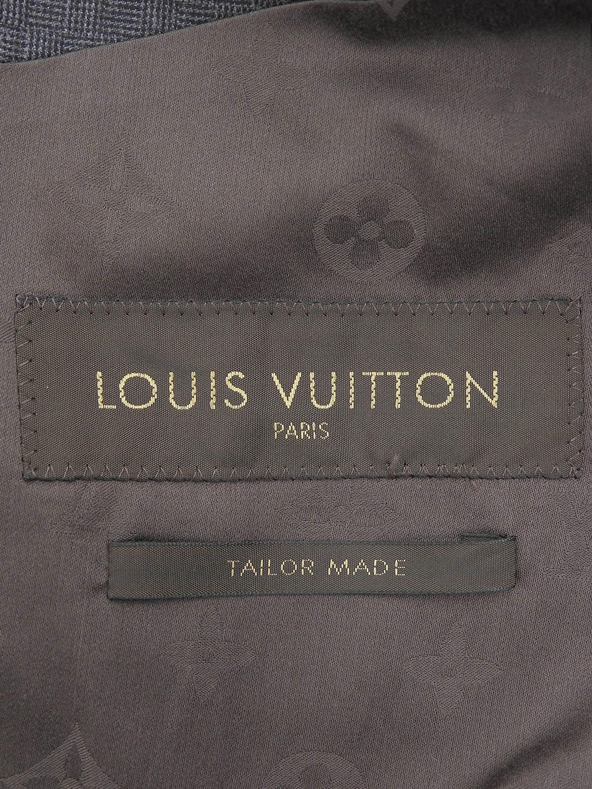 チェックパターンロゴボタンテーラードジャケット グレー