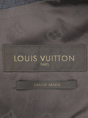 チェックパターンロゴボタンテーラードジャケット グレー