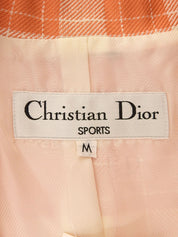 シルクチェックパターンテーラードジャケット オレンジ/アイボリー