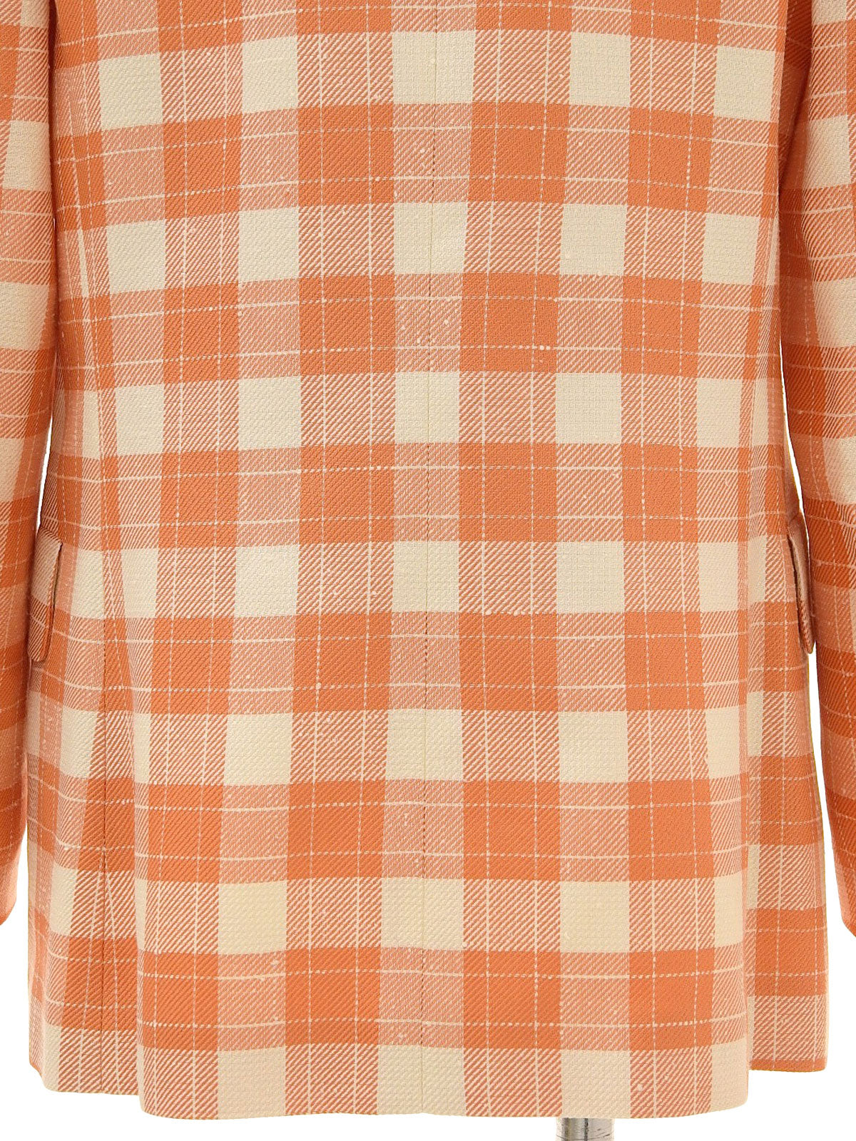 シルクチェックパターンテーラードジャケット オレンジ/アイボリー