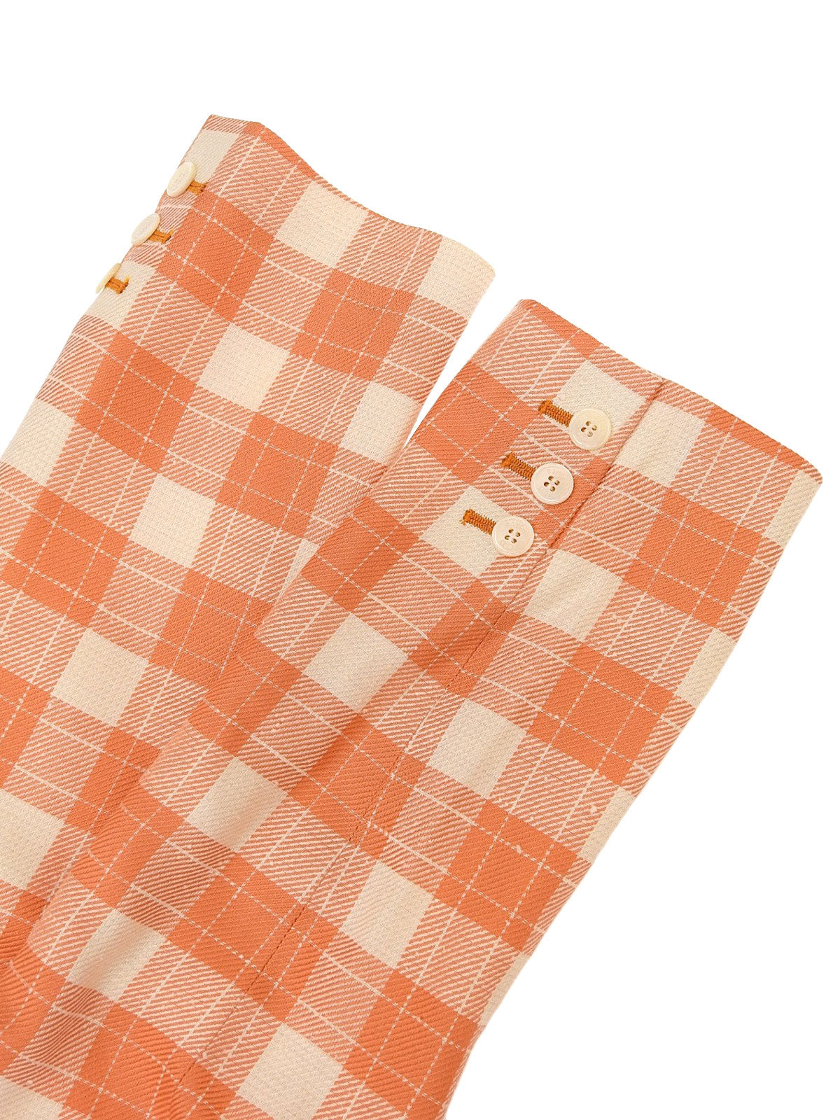 シルクチェックパターンテーラードジャケット オレンジ/アイボリー
