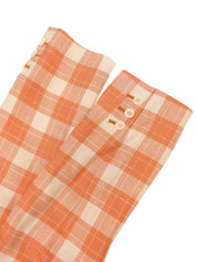 シルクチェックパターンテーラードジャケット オレンジ/アイボリー