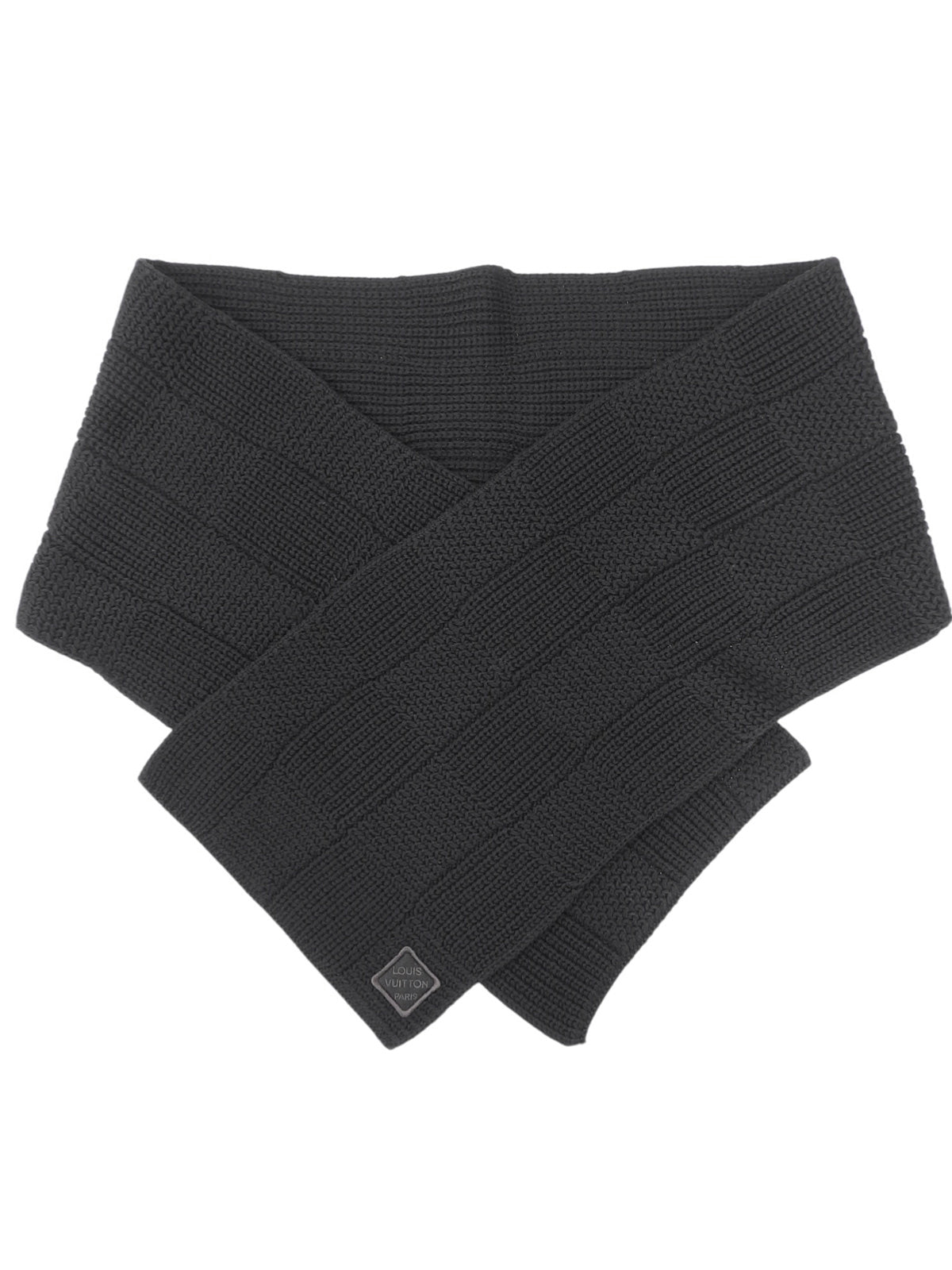 黑色 Damier 标志贴片围巾